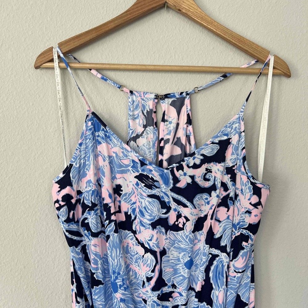 Lilly Pulitzer Large Dusk Jumpsuit Amore‎ Belted Adjustable Strap Straight-Cut - Picture 8 of 12